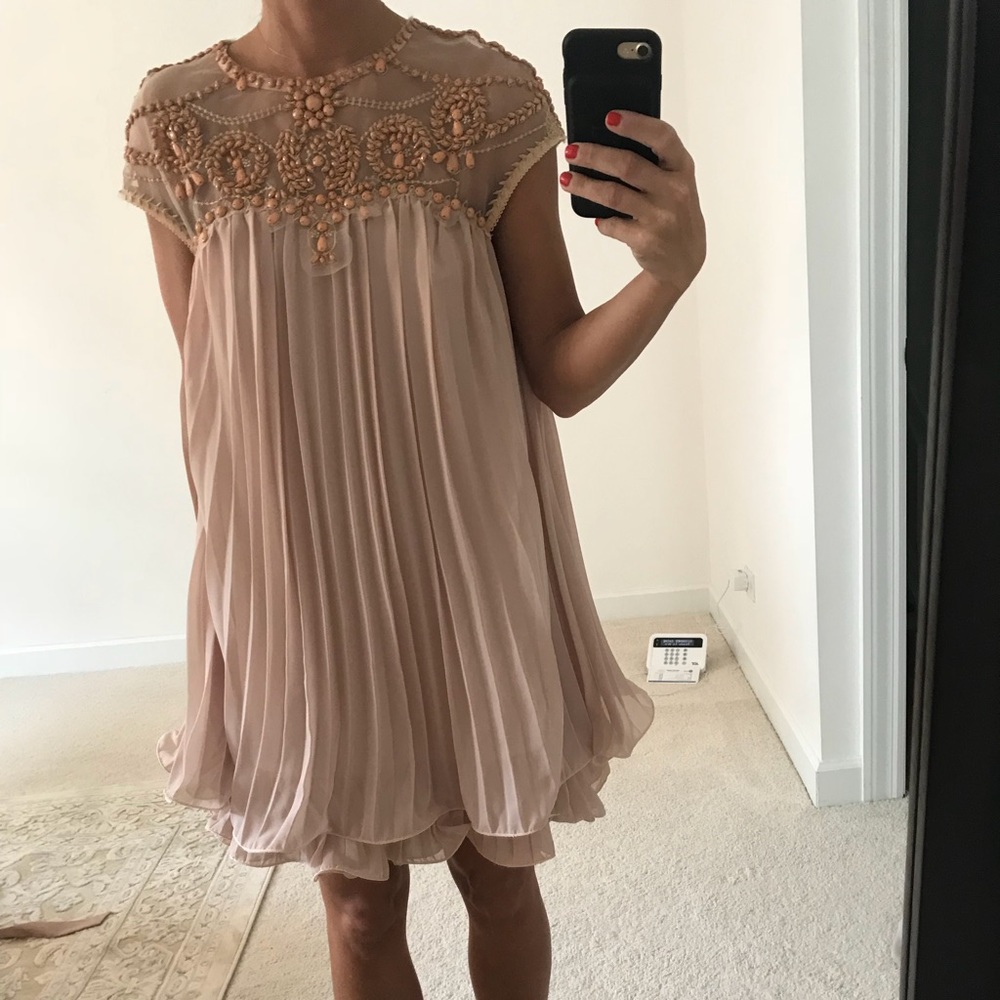 Chicwish Beads Embellished Pleated Dolly Dress